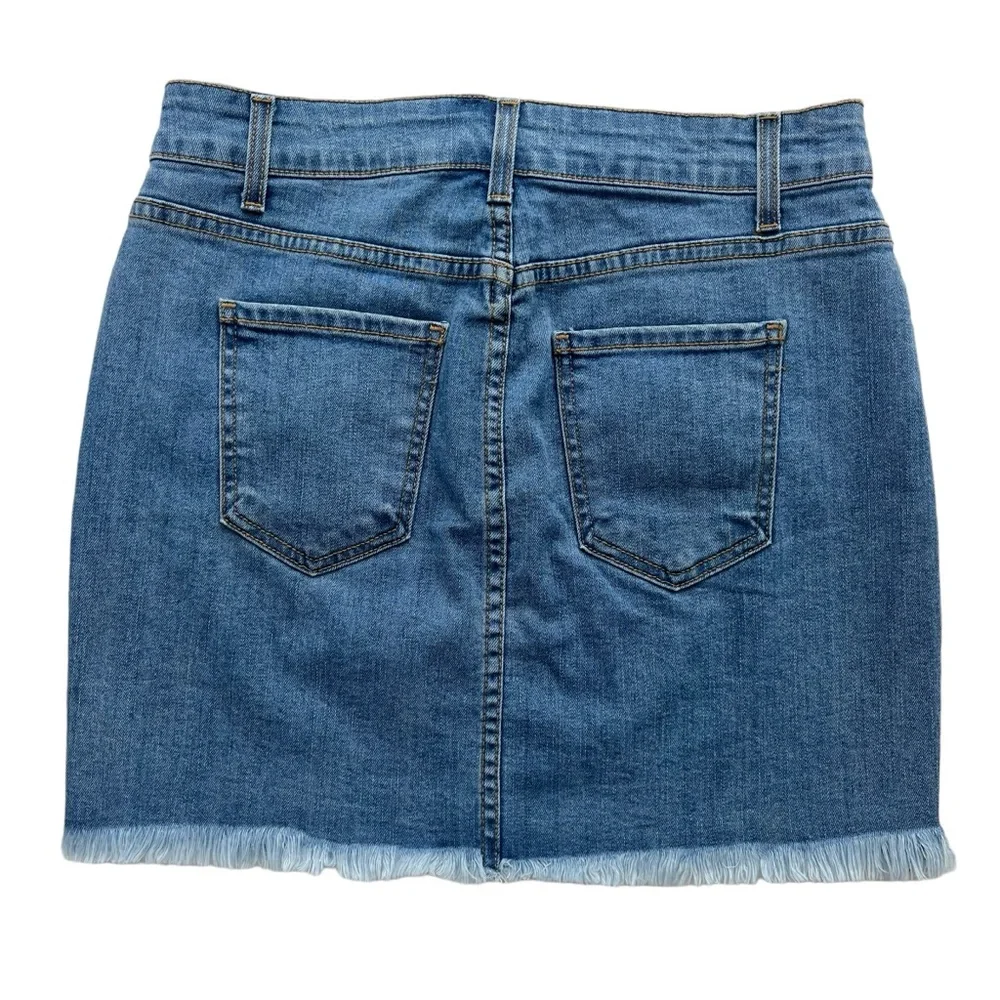 O2 Denim Womens Small Medium Wash Ain't No Other High Waisted Denim Skirt SK9002